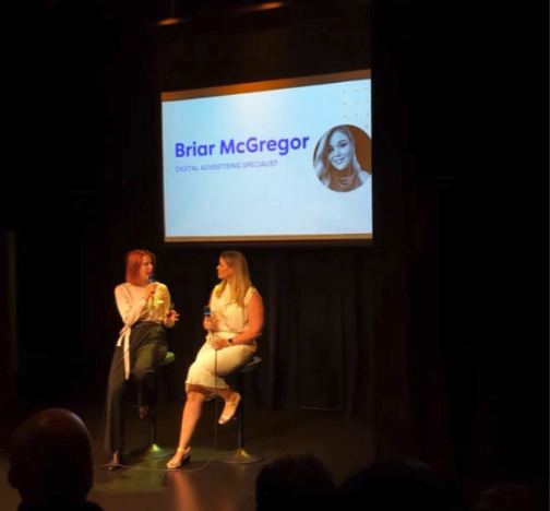 Briar Jessica on stage at The Marketing Club, Auckland
