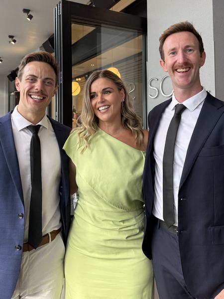 Briar Jessica with Tomas Tappin and Michael McRae, founders of Two Dudes